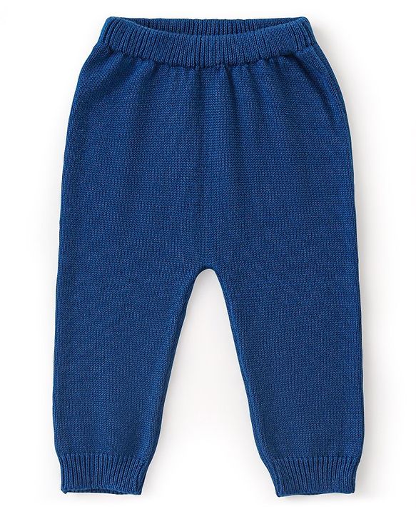 Babyhug Organic Cotton Full Sleeves Sweater Set Color Block Design- Mustard & Blue