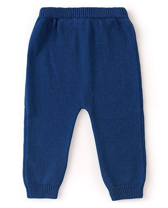 Babyhug Organic Cotton Full Sleeves Sweater Set Color Block Design- Mustard & Blue