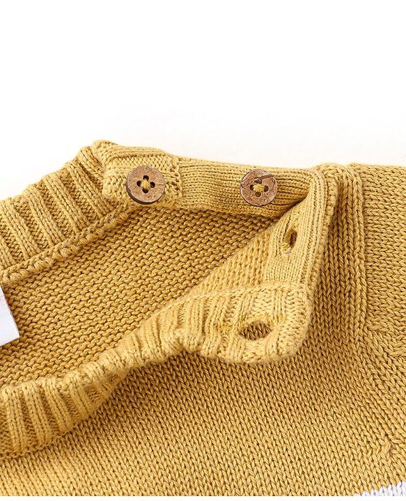 Babyhug Organic Cotton Full Sleeves Sweater Set Color Block Design- Mustard & Blue