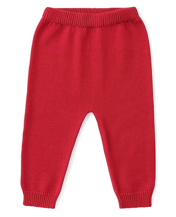 Babyhug Organic Cotton Knit Full Sleeves Striped Sweater Set - Red & Blue