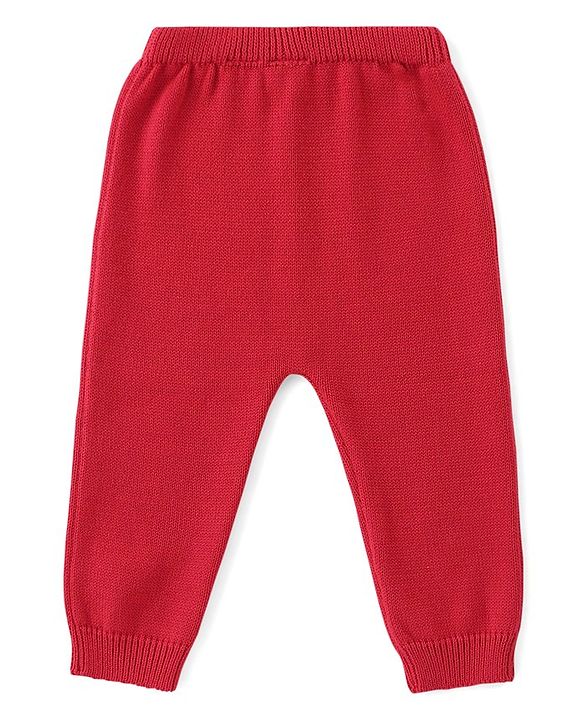 Babyhug Organic Cotton Knit Full Sleeves Striped Sweater Set - Red & Blue