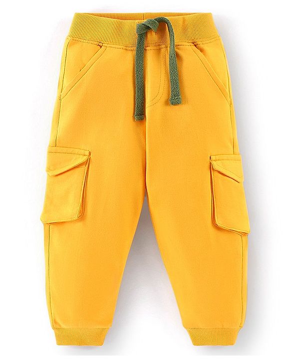 Babyhug 100% Cotton Full Sleeves Hooded T-Shirt & Lounge Pant Set Tiger Print- Green & Yellow