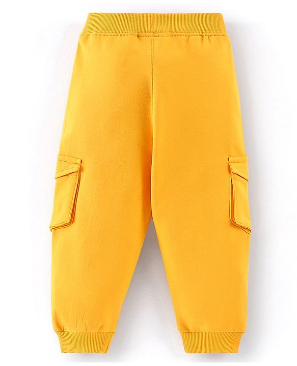 Babyhug 100% Cotton Full Sleeves Hooded T-Shirt & Lounge Pant Set Tiger Print- Green & Yellow