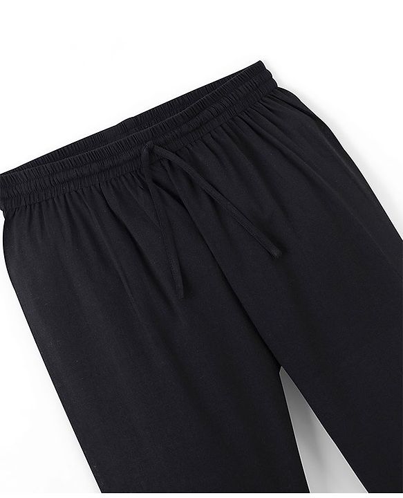 Pine Kids Cotton Solid Full Length Pyjama - Black