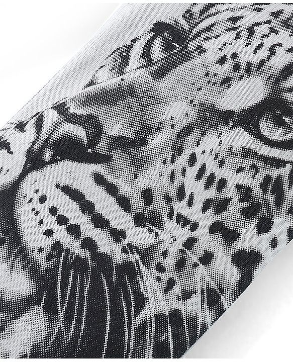 Pine Kids 100% Cotton Knit Full Length Track Pants with Leopard Print - Grey