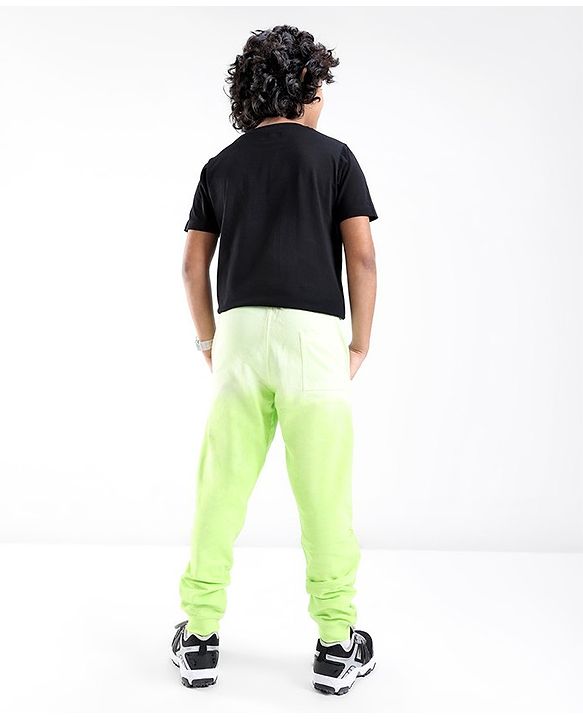 Pine Kids 100% Cotton Knit Full Length Track Pants with Text Print - Lime Punch
