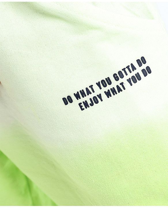 Pine Kids 100% Cotton Knit Full Length Track Pants with Text Print - Lime Punch