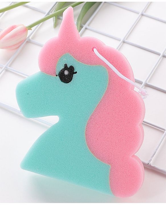 Unicorn Shaped Bath Loofah - Green & Pink