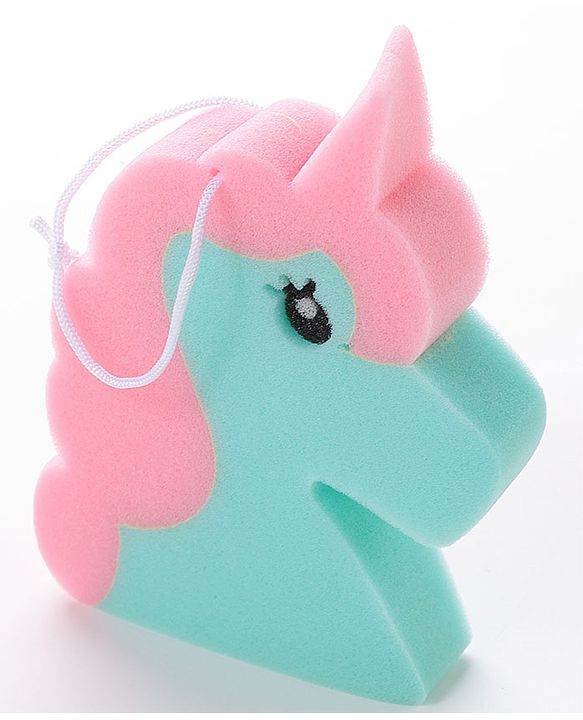 Unicorn Shaped Bath Loofah - Green & Pink