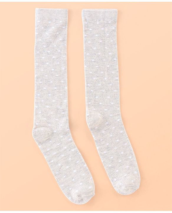 Pine Kids Knee Length Socks with Antimicrobial Finish Dotted Design Pack of 3 (Color May Vary)