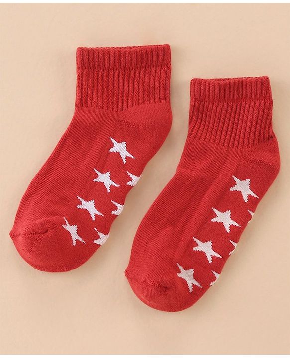 Pine Kids Cotton Ankle Length Socks With Silvadur Antimicrobial Finish Stars Design Pack Of 3 (Color May Vary)