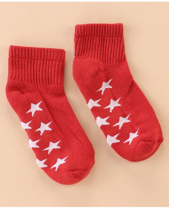 Pine Kids Cotton Ankle Length Socks With Silvadur Antimicrobial Finish Stars Design Pack Of 3 (Color May Vary)