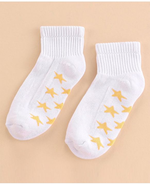 Pine Kids Cotton Ankle Length Socks With Silvadur Antimicrobial Finish Stars Design Pack Of 3 (Color May Vary)
