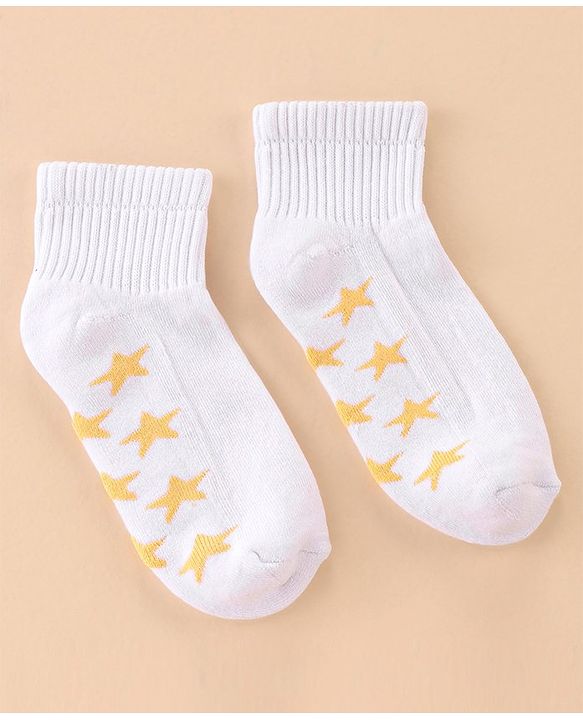 Pine Kids Cotton Ankle Length Socks With Silvadur Antimicrobial Finish Stars Design Pack Of 3 (Color May Vary)