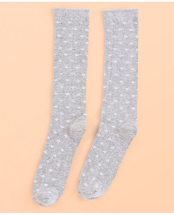 Pine Kids Cotton Knee Length Socks With Silvadur Antimicrobial Finish Floral Design Pack Of 3 (Color May Vary)