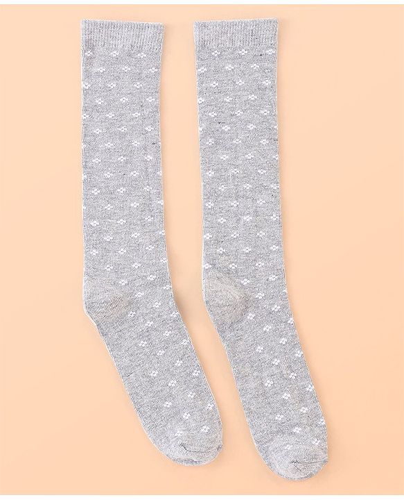 Pine Kids Cotton Knee Length Socks With Silvadur Antimicrobial Finish Floral Design Pack Of 3 (Color May Vary)