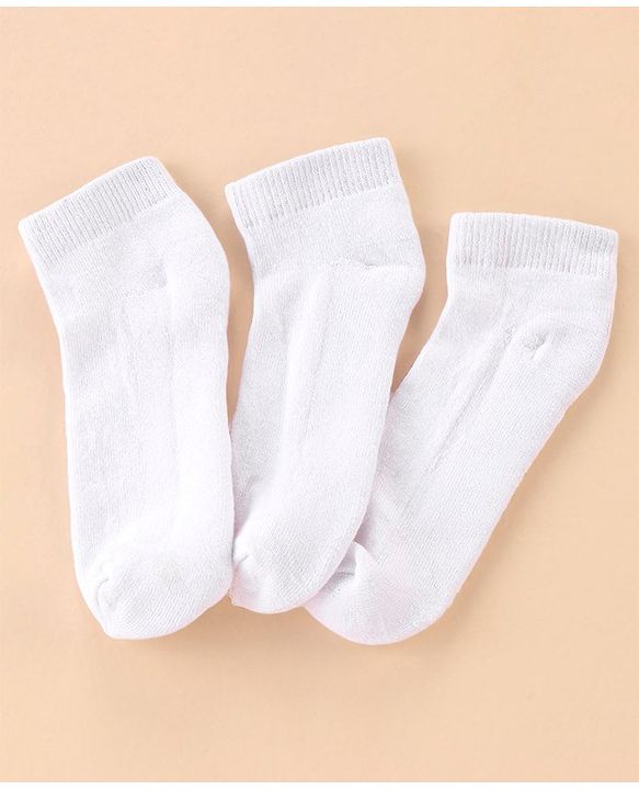 Pine Kids Cotton Ankle Length Socks With Silvadur Antimicrobial Finish Solid Pack Of 3 (Color May Vary)