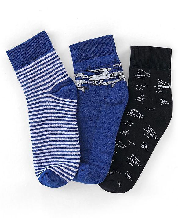 Pine Kids Cotton Blend Ankle Length Socks Striped Pack of 3 (Colour May Vary)