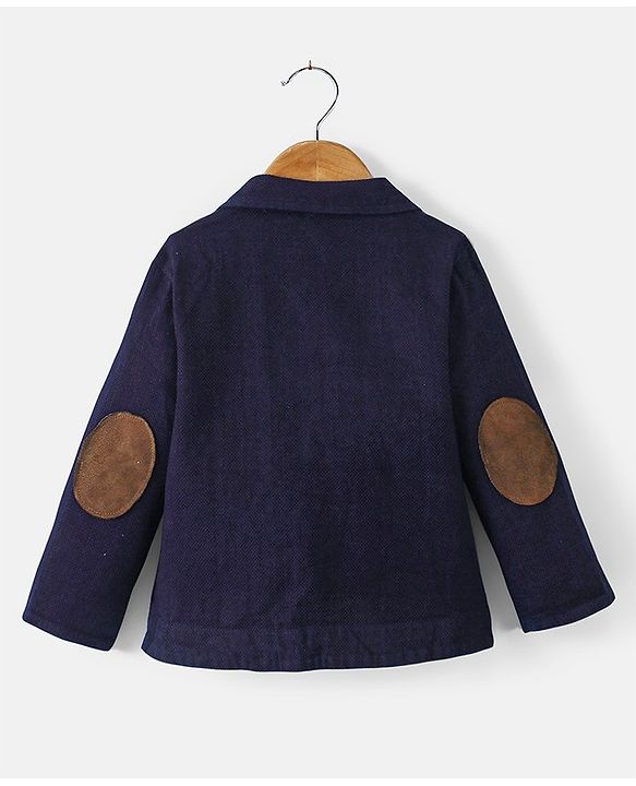 Babyhug Full Sleeves Party Blazer with T-Shirt Text Printed - Navy Blue & White