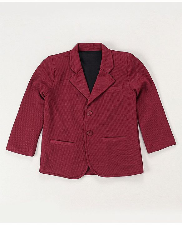 Babyhug Woven Full Sleeves Party Blazer With T-Shirt - Maroon