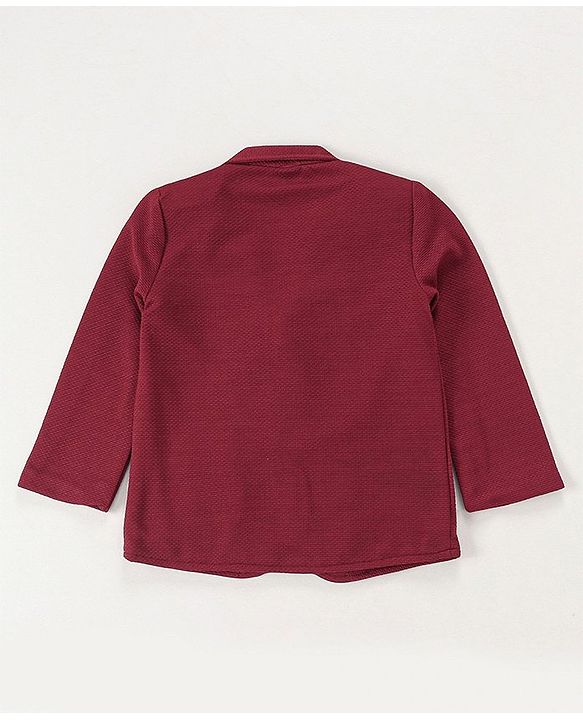 Babyhug Woven Full Sleeves Party Blazer With T-Shirt - Maroon