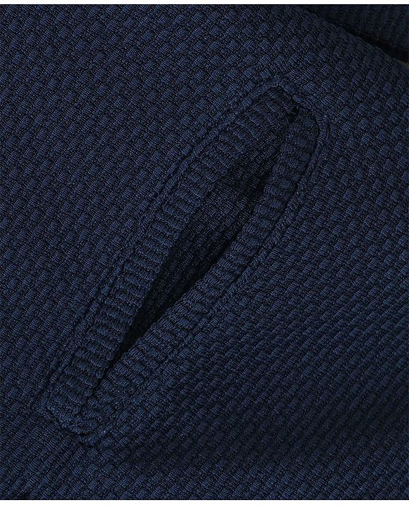 Babyhug Woven Full Sleeves Solid Blazer with T-Shirt - Navy Blue