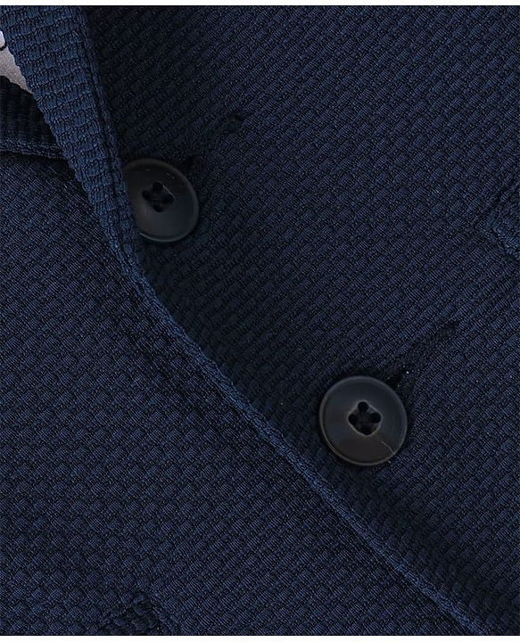 Babyhug Woven Full Sleeves Solid Blazer with T-Shirt - Navy Blue