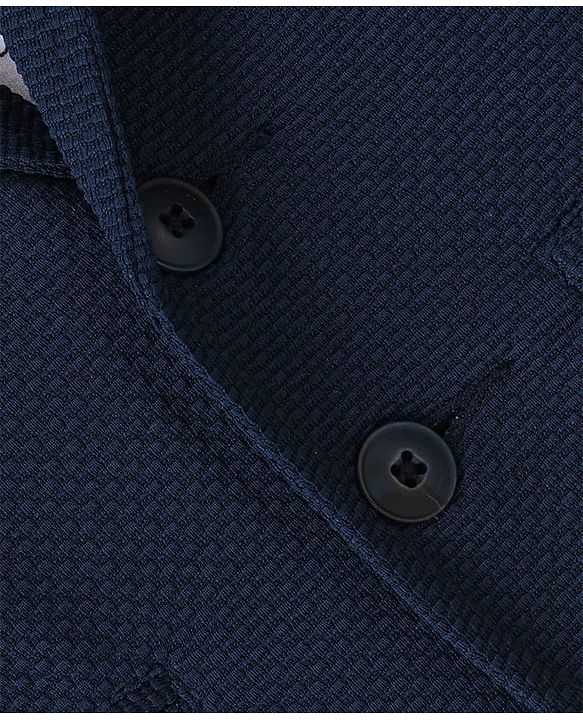Babyhug Woven Full Sleeves Solid Blazer with T-Shirt - Navy Blue