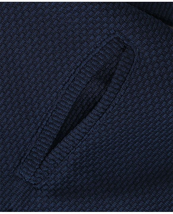 Babyhug Woven Full Sleeves Solid Blazer with T-Shirt - Navy Blue