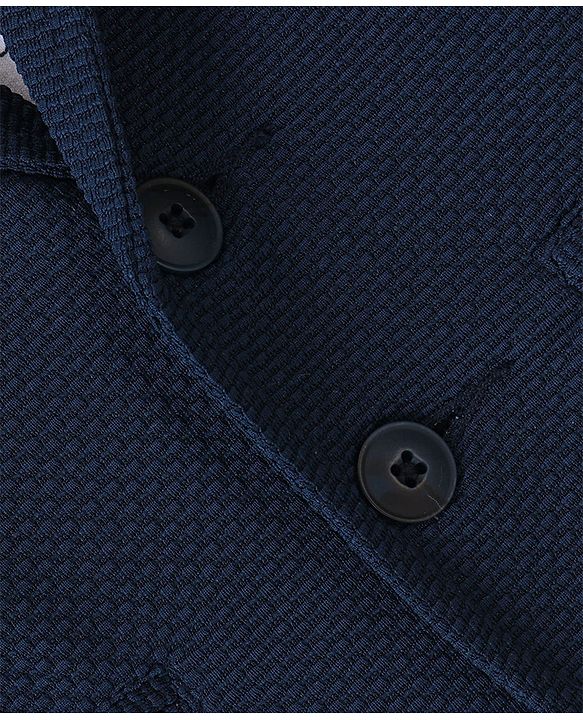 Babyhug Woven Full Sleeves Solid Blazer with T-Shirt - Navy Blue