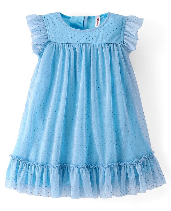 Babyhug Sleeveless All Over Glitter A-Line Party Frock - Sea Green