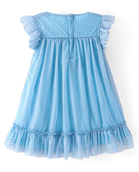 Babyhug Sleeveless All Over Glitter A-Line Party Frock - Sea Green