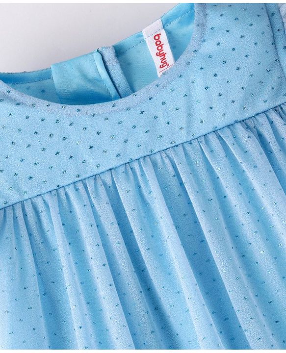 Babyhug Sleeveless All Over Glitter A-Line Party Frock - Sea Green