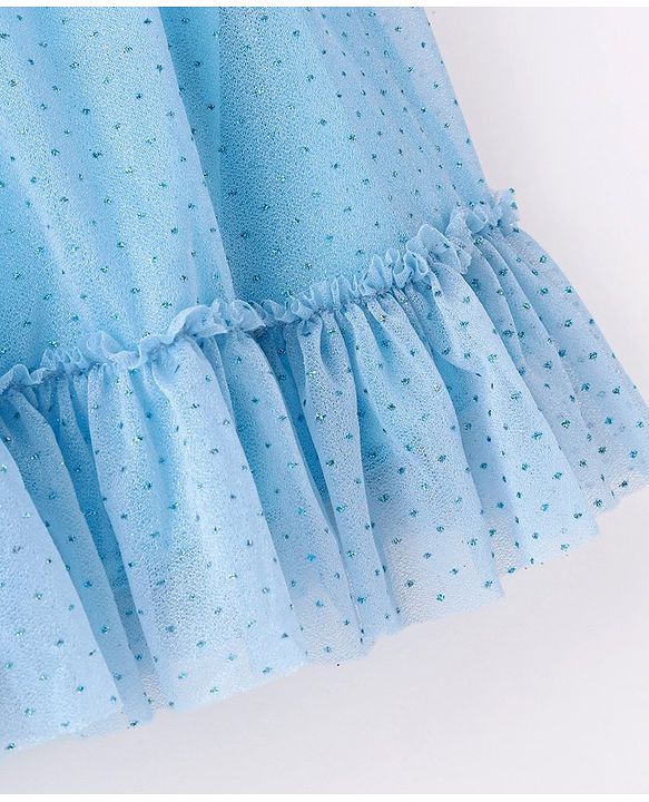 Babyhug Sleeveless All Over Glitter A-Line Party Frock - Sea Green