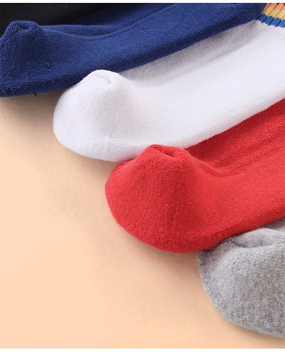 Pine Kids Cotton Ankle Length Socks With Silvadur Antimicrobial Finish Stripes Design Pack Of 5 (Color May Vary)