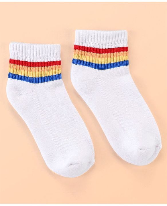 Pine Kids Cotton Ankle Length Socks With Silvadur Antimicrobial Finish Stripes Design Pack Of 5 (Color May Vary)