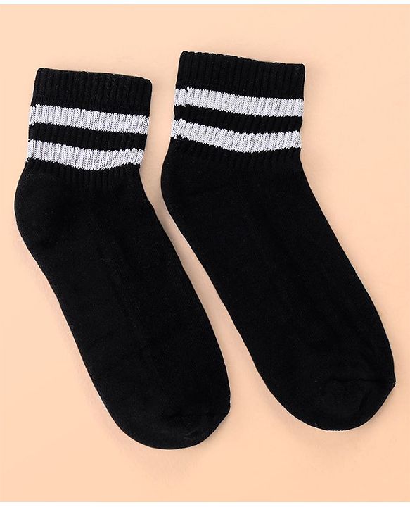 Pine Kids Cotton Ankle Length Socks With Silvadur Antimicrobial Finish Stripes Design Pack Of 5 (Color May Vary)