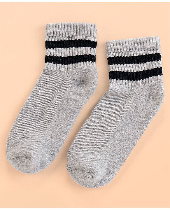 Pine Kids Cotton Ankle Length Socks With Silvadur Antimicrobial Finish Stripes Design Pack Of 5 (Color May Vary)