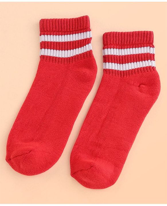 Pine Kids Cotton Ankle Length Socks With Silvadur Antimicrobial Finish Stripes Design Pack Of 5 (Color May Vary)