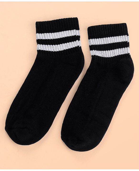 Pine Kids Cotton Ankle Length Socks With Silvadur Antimicrobial Finish Stripes Design Pack Of 5 (Color May Vary)