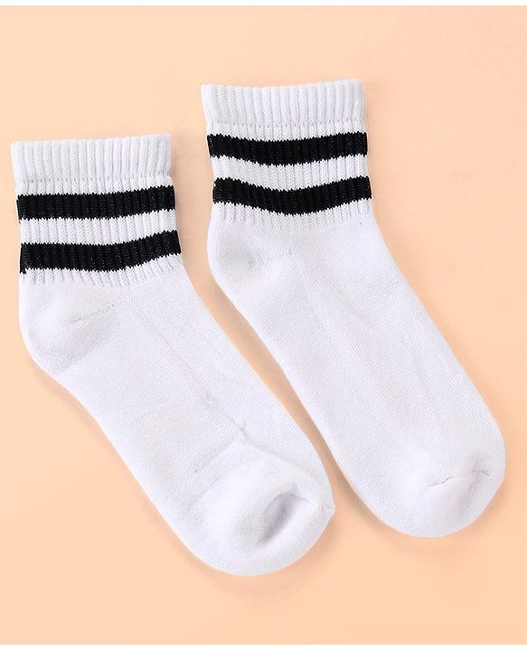 Pine Kids Cotton Ankle Length Socks With Silvadur Antimicrobial Finish Stripes Design Pack Of 5 (Color May Vary)