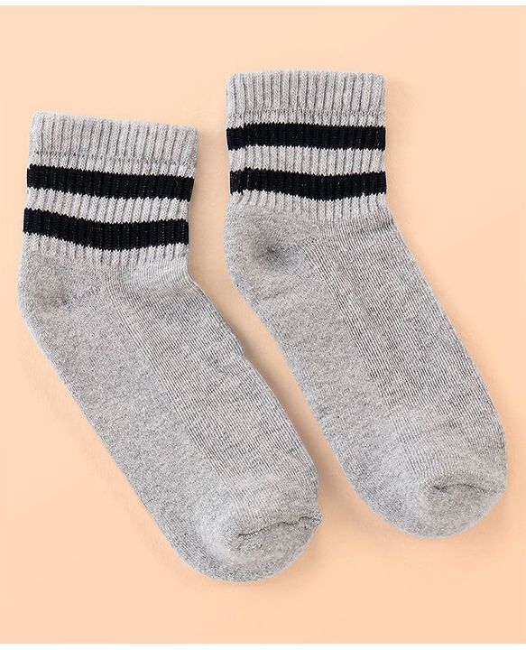 Pine Kids Cotton Ankle Length Socks With Silvadur Antimicrobial Finish Stripes Design Pack Of 5 (Color May Vary)
