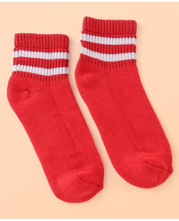 Pine Kids Cotton Ankle Length Socks With Silvadur Antimicrobial Finish Stripes Design Pack Of 5 (Color May Vary)
