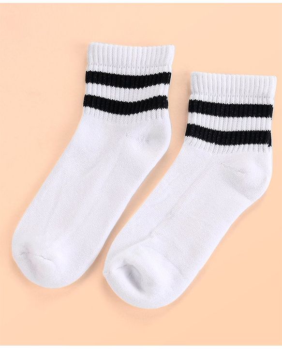 Pine Kids Cotton Ankle Length Socks With Silvadur Antimicrobial Finish Stripes Design Pack Of 5 (Color May Vary)