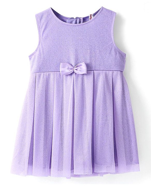 Babhyhug Woven Sleeveless All Over Glitter Party Frock - Lavender