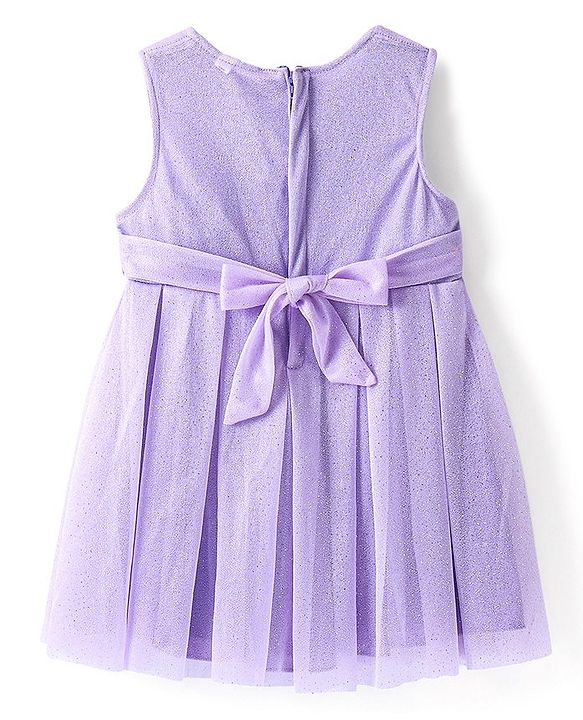 Babhyhug Woven Sleeveless All Over Glitter Party Frock - Lavender