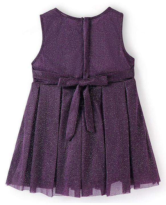 Babhyhug Woven Sleeveless All Over Glitter Party Frock - Purple
