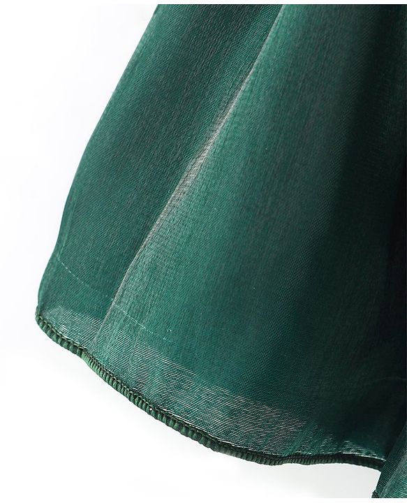 Babyhug Sleeveless Solid Colour with Floral Applique Organza Party Frock - Bottle Green