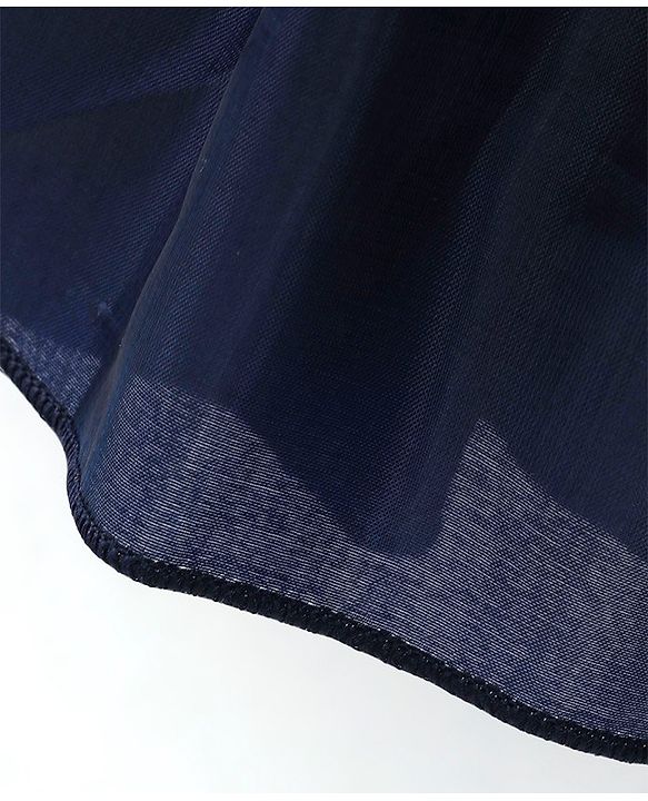 Babyhug Woven Sleeveless Solid Color Organza Party Frock with Bow - Navy Blue