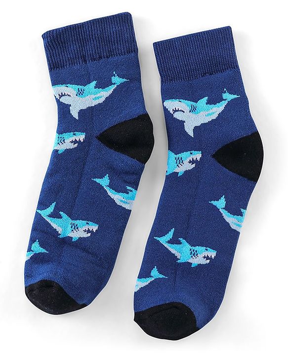 Pine Kids Cotton Blend Ankle Length Socks Shark Design Pack of 3(Colour May Vary)